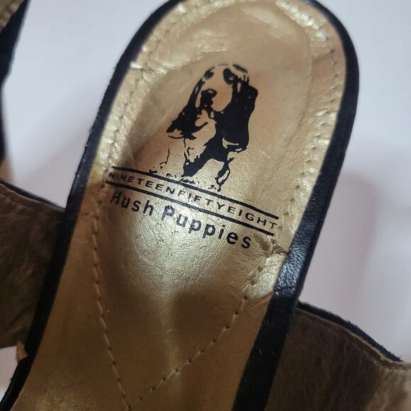 Hush Puppies Black Suede Leather Heeled Sandals - Picture 6 of 15